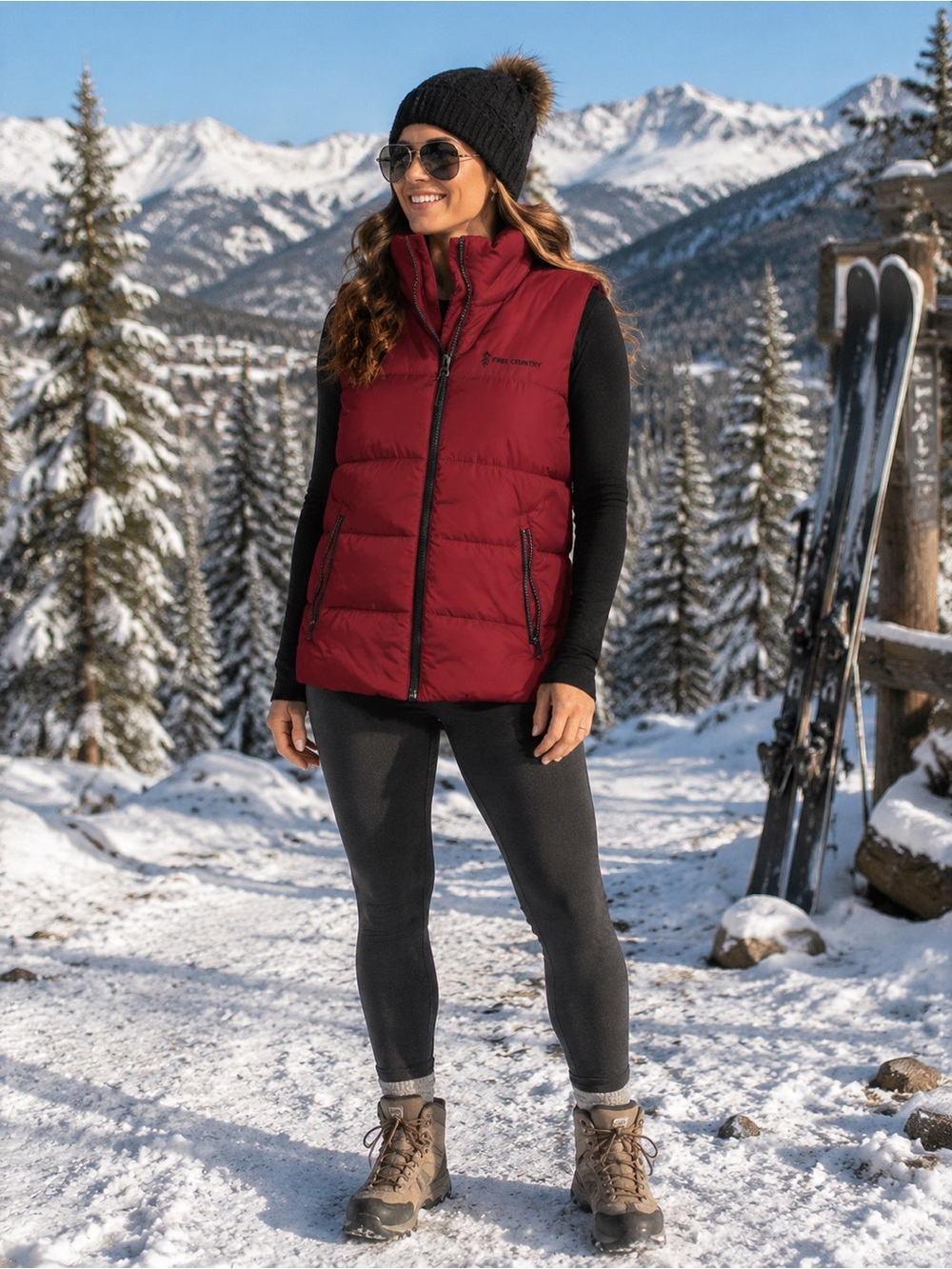 NWT Free Country Women’s Large Garnet  Ultrafill Puffer Vest | Red Quilted